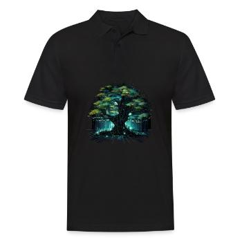 Lebensbaum Mit Technik - Männer Poloshirt - Schwarz - Vorne - Kai (181cm)