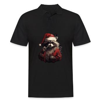 Stoner Santa Claus Waschbär - Männer Poloshirt - Schwarz - Vorne - Kai (181cm)
