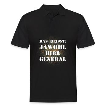 Das heißt Jawohl Herr General Bundeswehr Soldat - Männer Poloshirt - Schwarz - Vorne - Kai (181cm)