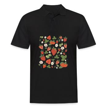 Obst Vegan Vegetarisch Früchte Erdbeeren - Männer Poloshirt - Schwarz - Vorne - Kai (181cm)