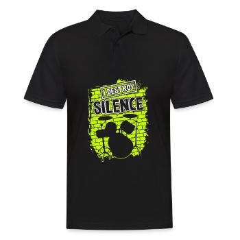 Ich zerstöre die Stille - Schlagzeug Schlagzeuger - Männer Poloshirt - Schwarz - Vorne - Kai (181cm)