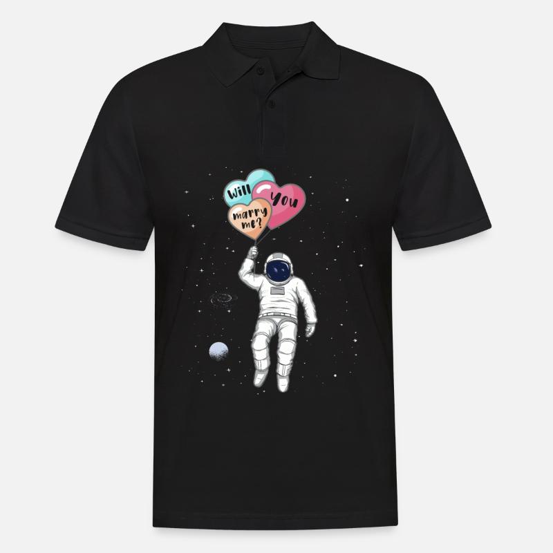 Est-ce que tu m’épouses, astronaute dans l’espace - Polo Homme - noir