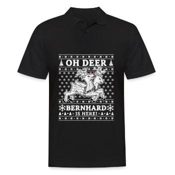 Oh Deer - Bernhard is here Ugly Weihnachten - Männer Poloshirt - Schwarz - Vorne - Kai (181cm)