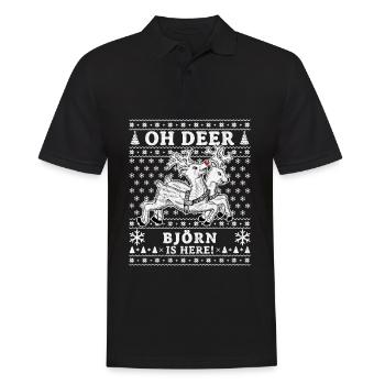 Oh Deer - Björn is here Ugly Weihnachten - Männer Poloshirt - Schwarz - Vorne - Kai (181cm)