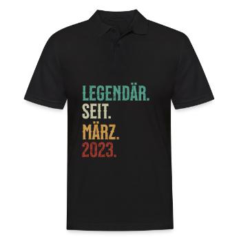 Legendär. Seit. März. 2023. Retro Birthday - Männer Poloshirt - Schwarz - Vorne - Kai (181cm)
