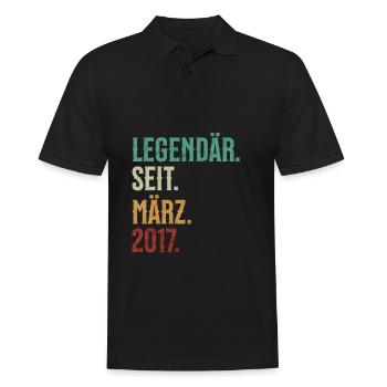 Legendär. Seit. März. 2017. Retro Birthday - Männer Poloshirt - Schwarz - Vorne - Kai (181cm)
