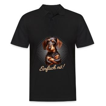Einfach nö! Nein! - Dackel Teckel - Männer Poloshirt - Schwarz - Vorne - Kai (181cm)