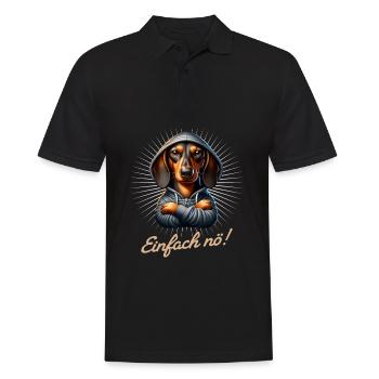 Einfach nö! Nein! - Dackel Teckel - Männer Poloshirt - Schwarz - Vorne - Kai (181cm)