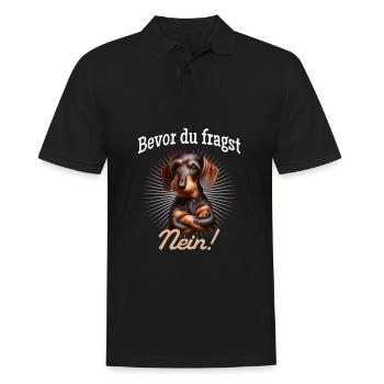 Bevor du fragst Nein! - Dackel Teckel - Männer Poloshirt - Schwarz - Vorne - Kai (181cm)
