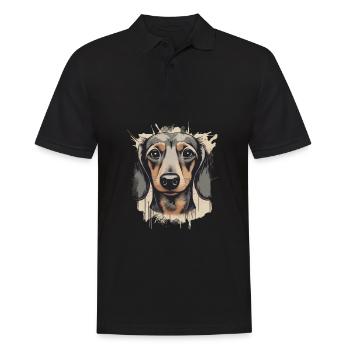 Dackel Teckel Kurzhaardackel Dachshund - Männer Poloshirt - Schwarz - Vorne - Kai (181cm)