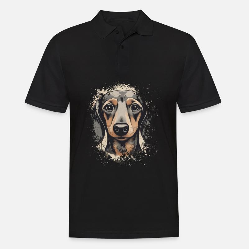 Dackel Teckel Kurzhaardackel Dachshund - Männer Poloshirt - Schwarz