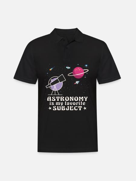 Astronomi, mit yndlingsemne, rumteleskop - Herre poloshirt - sort
