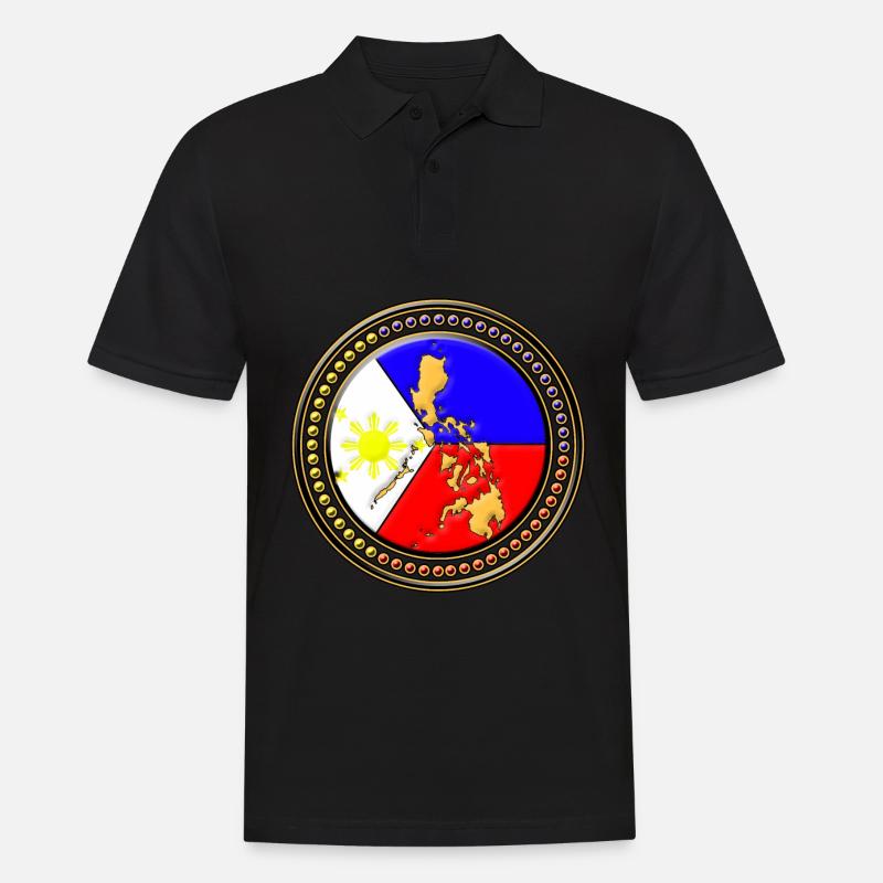 Carte du drapeau des Philippines - Polo Homme - noir