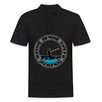 Pêche - Manger dormir poisson répéter - Polo Homme - noir - Devant - Kai (181cm)