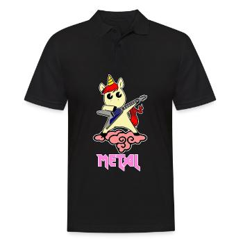 Metal Einhorn - Einhorn liebt Metal - Männer Poloshirt - Schwarz - Vorne - Kai (181cm)