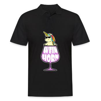 Weinhorn - Wein + Einhorn - Männer Poloshirt - Schwarz - Vorne - Kai (181cm)