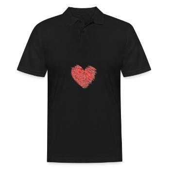 Herz auf Streifen Heart - Männer Poloshirt - Schwarz - Vorne - Kai (181cm)