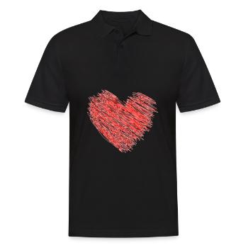 Herz auf Streifen Heart - Männer Poloshirt - Schwarz - Vorne - Kai (181cm)