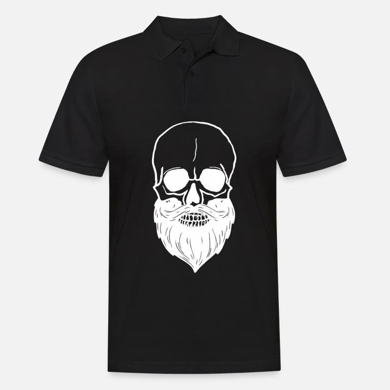 Crâne - avec barbe - Polo Homme - noir