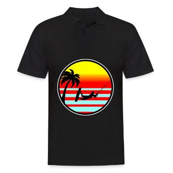Kite Surfer am Stand - Retro Look - Männer Poloshirt - Schwarz - Vorne - Kai (181cm)
