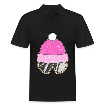 Skifahrerin - Snowboarderin - Mütze mit Brille - Männer Poloshirt - Schwarz - Vorne - Kai (181cm)