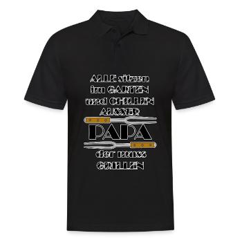 Dire drôle sur le barbecue - Papa se relaxant au barbecue - Polo Homme - noir - Devant - Kai (181cm)