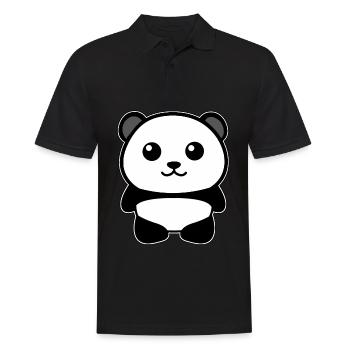 Panda - Männer Poloshirt - Schwarz - Vorne - Kai (181cm)