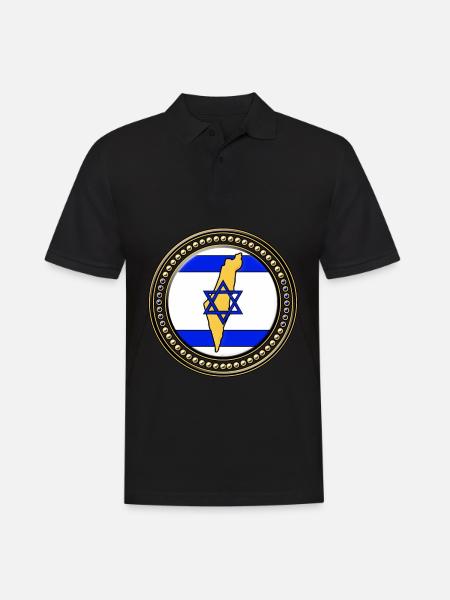Israel flag map - Men's Polo Shirt - black