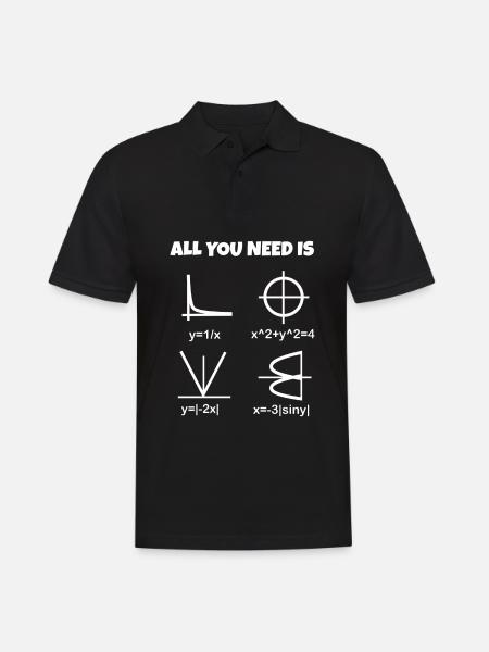 Liebe, Mathe - Herz als Formel und Graph - Männer Poloshirt - Schwarz