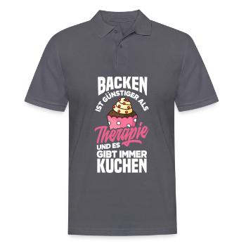 Backen Ist Günstiger Als Therapie Lustiges Backen - Männer Poloshirt - Anthrazit - Vorne - Nico (186cm)
