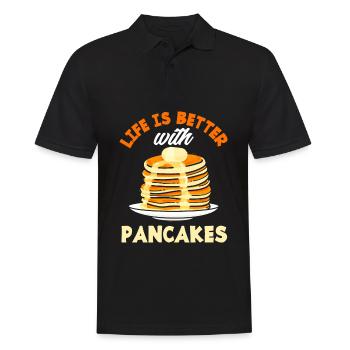 Funny Pancake Pancakes Gift - Men's Polo Shirt - black - Front - Kai (181cm)