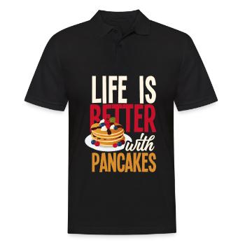 Funny Pancake Pancakes Gift - Men's Polo Shirt - black - Front - Kai (181cm)