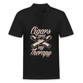 Zigarren Meine Therapie Zigarrenraucher Geschenk - Männer Poloshirt - Schwarz - Vorne - Kai (181cm)