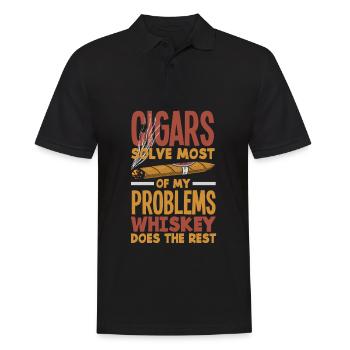 Zigarre Und Whiskey Zigarrenraucher Geschenk - Männer Poloshirt - Schwarz - Vorne - Kai (181cm)