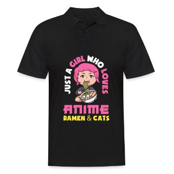 Nur Ein Mädchen Das Anime Ramen Katzen Liebt - Männer Poloshirt - Schwarz - Vorne - Kai (181cm)