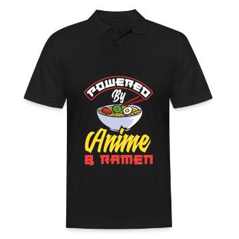 Powered By Anime & Ramen Lustiges Ramen Anime - Männer Poloshirt - Schwarz - Vorne - Kai (181cm)