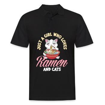 Nur Ein Mädchen Das Ramen und Katzen Liebt - Männer Poloshirt - Schwarz - Vorne - Kai (181cm)