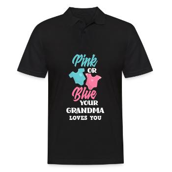 Pink Or Blue Gender Reveal Baby Party Grandma - Men's Polo Shirt - black - Front - Kai (181cm)