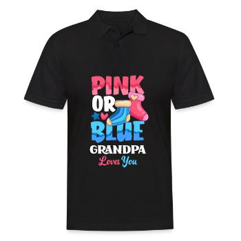 Pink Or Blue Gender Reveal Baby Party Opa - Männer Poloshirt - Schwarz - Vorne - Kai (181cm)