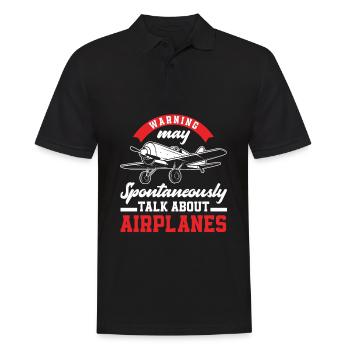 Flugzeug Luftfahrt Pilot Lustiges Piloten Geschenk - Männer Poloshirt - Schwarz - Vorne - Kai (181cm)