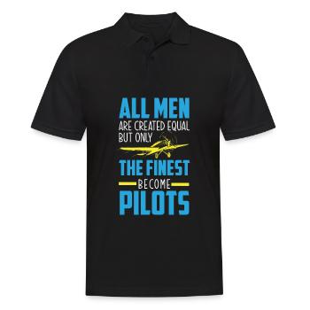 Flugzeug Luftfahrt Pilot Lustiges Piloten Geschenk - Männer Poloshirt - Schwarz - Vorne - Kai (181cm)