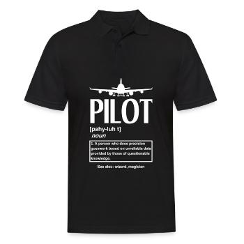 Flugzeug Luftfahrt Pilot Lustiges Piloten Geschenk - Männer Poloshirt - Schwarz - Vorne - Kai (181cm)