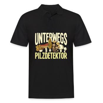 Unterwegs Pilzdetektor Lustiges Pilzsammler - Männer Poloshirt - Schwarz - Vorne - Kai (181cm)