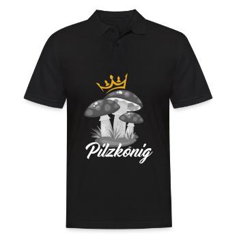 Pilzkönig Lustiges Pilzsammler - Männer Poloshirt - Schwarz - Vorne - Kai (181cm)