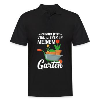 Ich Wäre Jetzt Viel Lieber In Meinem Garten - Männer Poloshirt - Schwarz - Vorne - Kai (181cm)