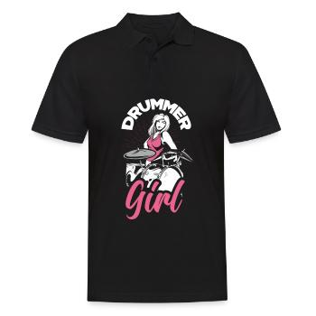 Schlagzeug Mädchen Schlagzeugerin Geschenk - Männer Poloshirt - Schwarz - Vorne - Kai (181cm)