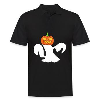 Funny Pumpkin Halloween Ghost Kürbis Geist - Men's Polo Shirt - black - Front - Kai (181cm)