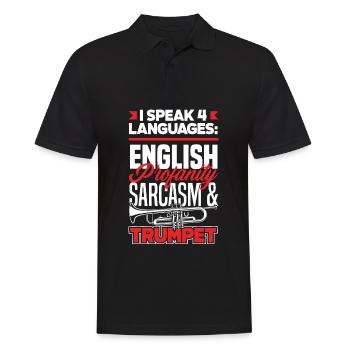 Trompete Trompeter Trompeten Spieler - Männer Poloshirt - Schwarz - Vorne - Kai (181cm)