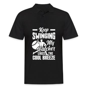 Lustiger Baseball - Männer Poloshirt - Schwarz - Vorne - Kai (181cm)