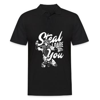 Lustiger Baseball - Männer Poloshirt - Schwarz - Vorne - Kai (181cm)